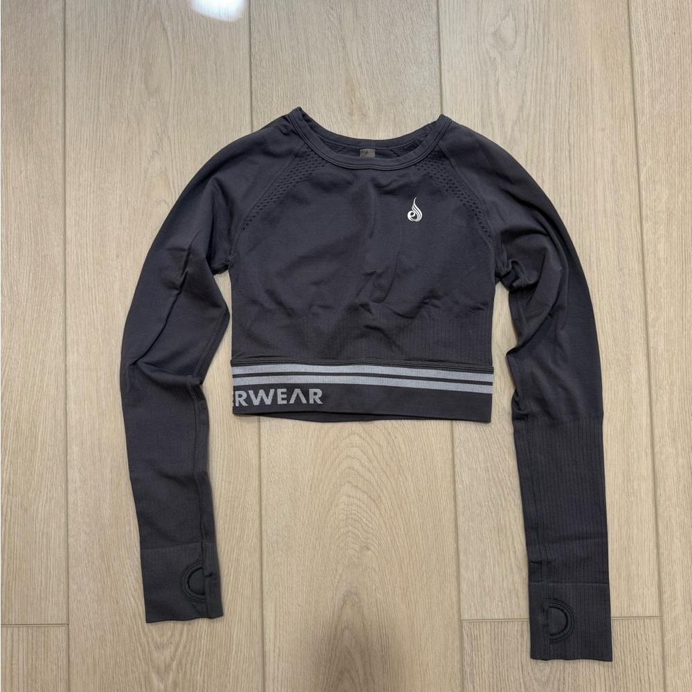 Ryderwear Grey Long Sleeve Crop Top